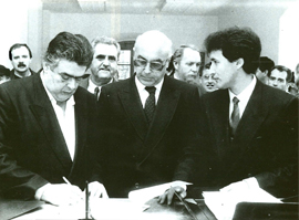 Manuel López, Clavero Arévalo y Juan Luis Mena.