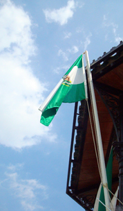 La bandera blanca y verde, símbolo de Andalucía.
